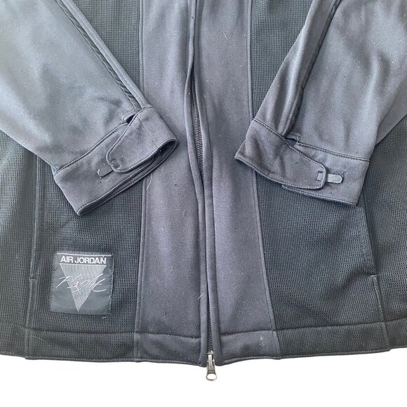 Nike Air Jordan Flight Jacket Mens Medium Full Zip Logo Jumpman Black - Picture 4 of 10